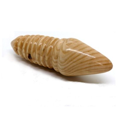Size queen wooden dildo on plain background